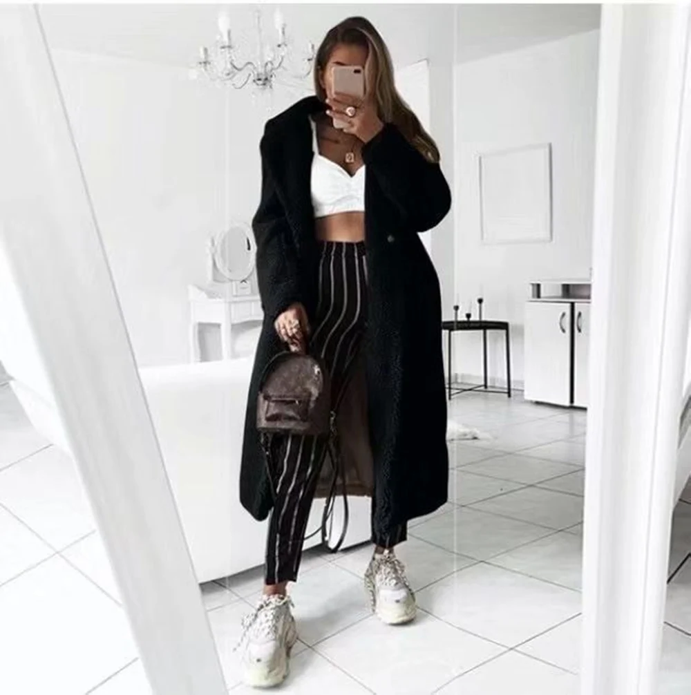 

Winter Coat Women 2020 Casual Loose Long Teddy Coat Female Vintage Plus Size Thick Faux Fur Jackets Plush Overcoat