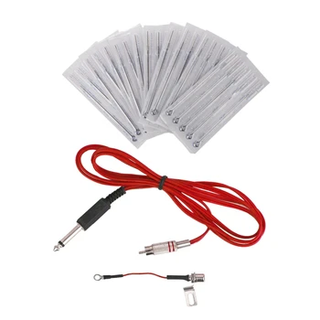 

2 Set Accessories:1 Set Disposable Tattoo Needles Size 5RL & 1 Set Tattoo RCA Jack Conversion Kit Plug and Clip Cord