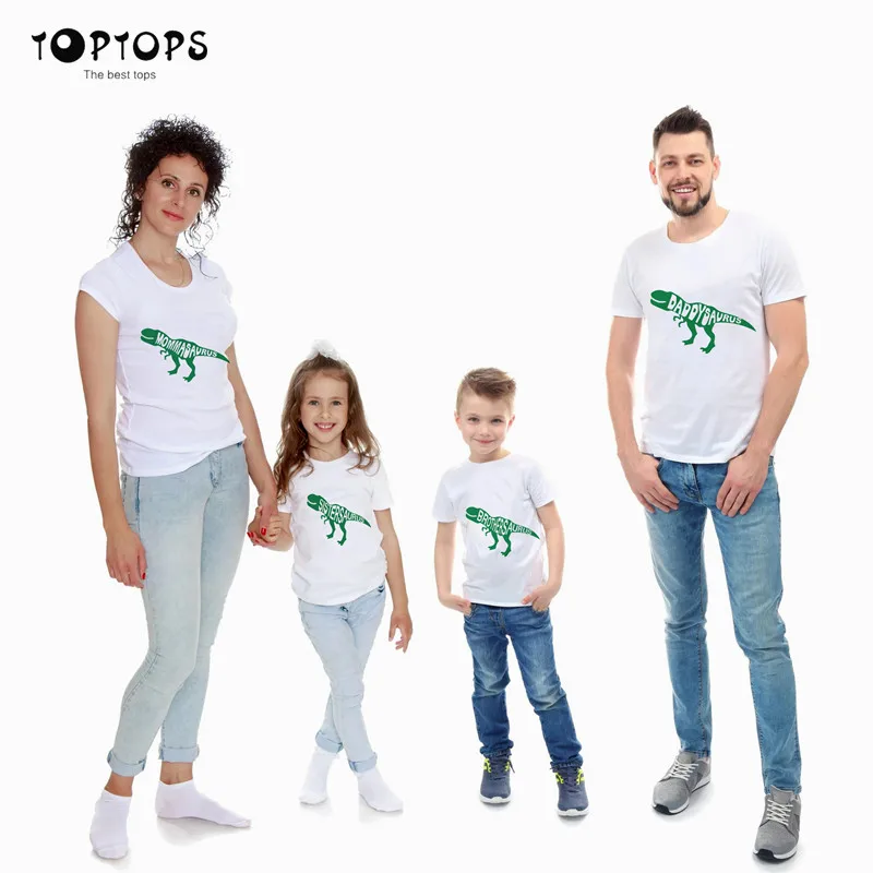 

Dinosaur Print Family Matching Clothes Mom Daughter Baby Boy Kid Girls Father Son Short Sleeve Valentine Top T-shirt