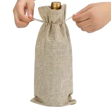 Льняные Чехлы для бутилок вина с кулиской 15*35 см Джутовая сумка для вина держатель носитель для подарков и украшения Рождественский подарок