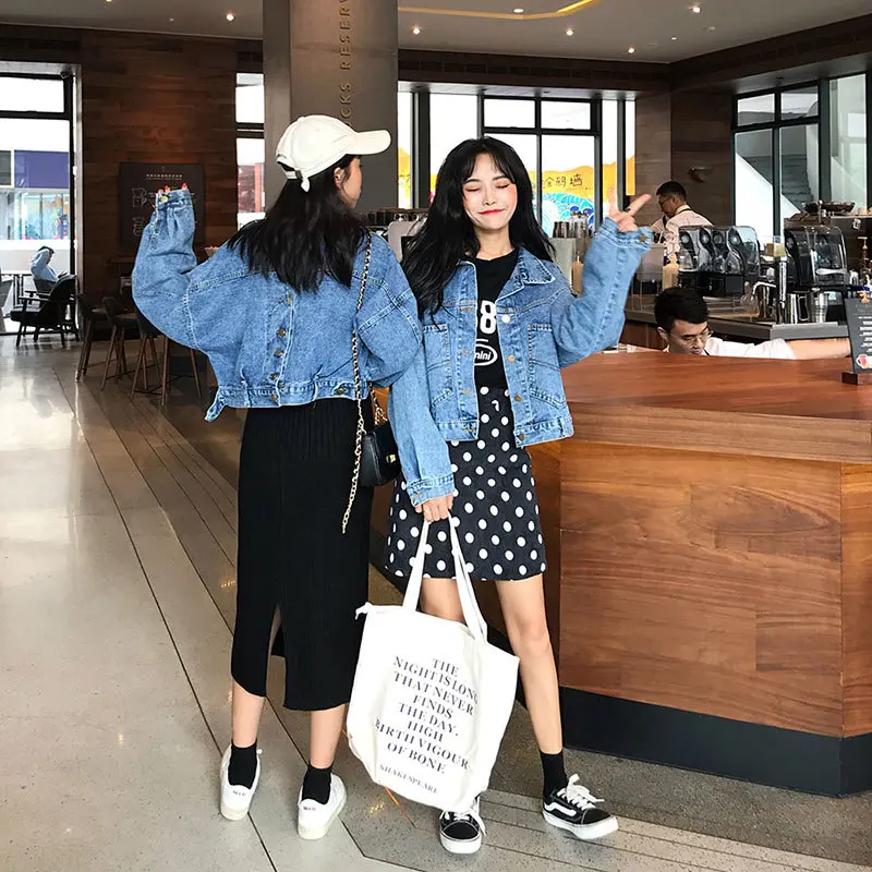 

2019 New Style Korean-style Students Short Loose-Fit Jeans Coat Women's Bat Sleeve Versatile Casual Jacket Tops