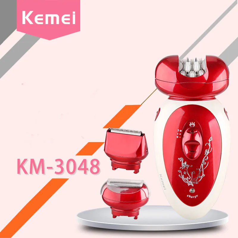 Kemei Эпилятор KM-3048 электрический эпилятор 4 в 1 триммер для волос безболезненное приспособление для удаления волос Машинка для стрижки электрическая бритва Леди