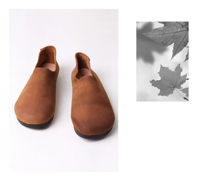 Careaymade/Новинка; сезон весна-лето; женская обувь ручной работы в стиле ретро; круглая кукла; обувь без застежки; женская обувь из натуральной кожи с низким вырезом