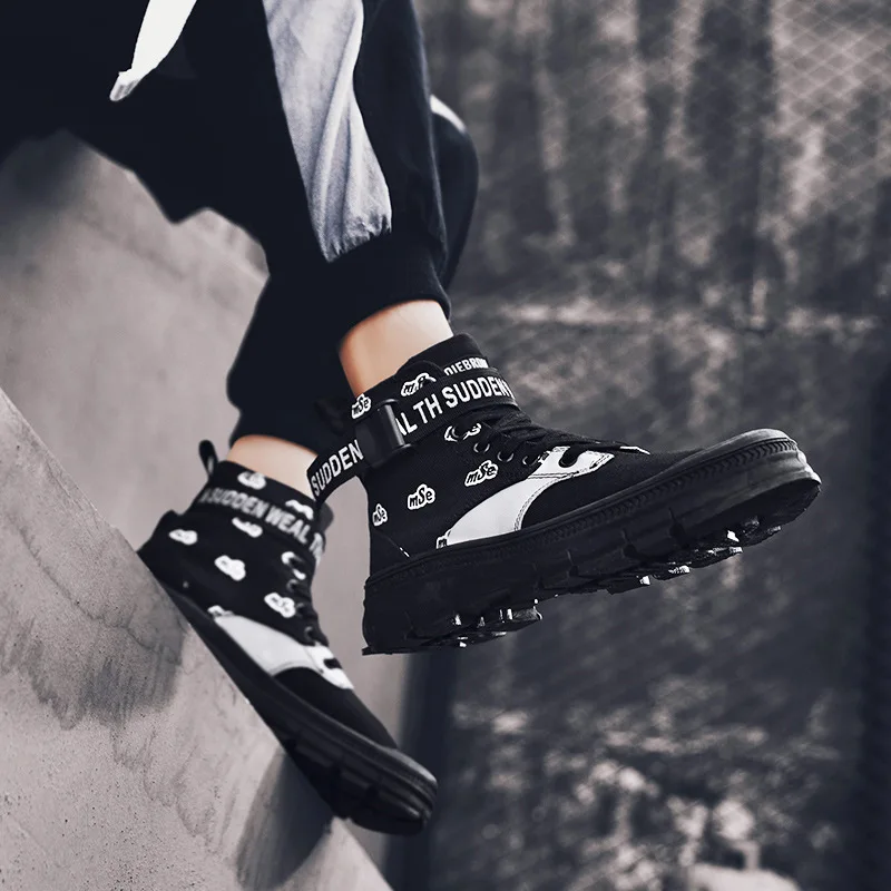 

2019 Autumn & Winter New Style MEN'S SHOES High Shoes Martin Boots Worker Boot MEN'S SHOES Trendy Shoes Retro Casual Canvas Shoe