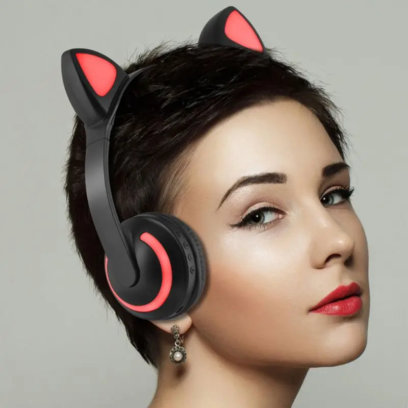 Беспроводные Bluetooth кошачьи уши оголовье наушники светодиодные светильники светящиеся стерео наушники A5YA