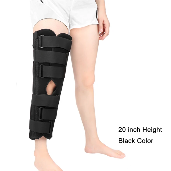 Иммобилайзер для колена для взрослых и детей коленный бандаж бинт для фиксации при переломах связок деформация Поддержка коленного сустава травма хирургии колено Ортез - Цвет: 20 inch Black