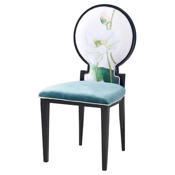 

New Chinese hotel chair simple classical wrought iron restaurant box hotel chair banquet hot pot restaurant dining chair 4 hair