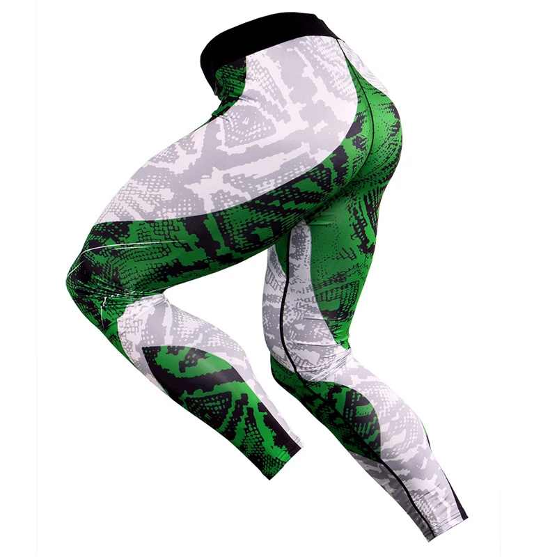 Спортивная одежда, мужской комплект для фитнеса, спортивная одежда, штаны для бокса, мужской костюм для бега в спортзале, мужской Рашгард MMA, полная длина, футболка с 3D принтом, быстросохнущая - Цвет: KC179 tights