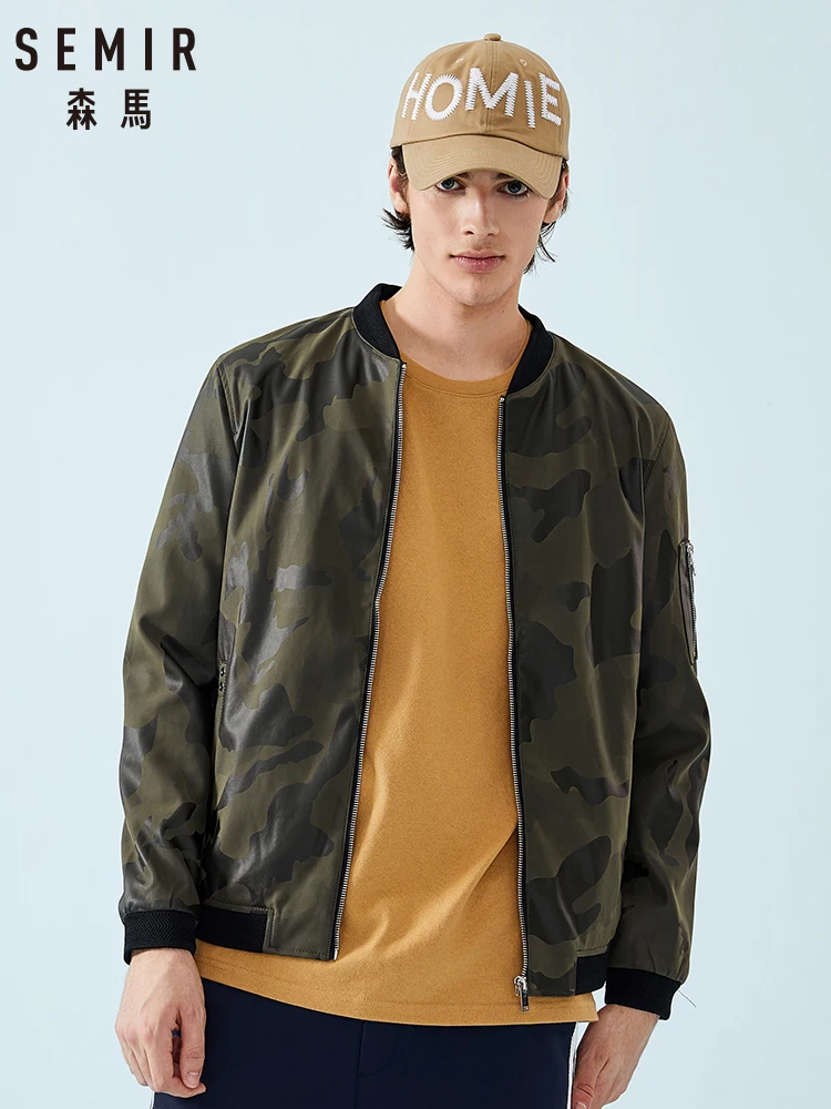 Мужская куртка Semir весна 2019 новинка камуфляжный принт Бейсбольный воротник ПУ