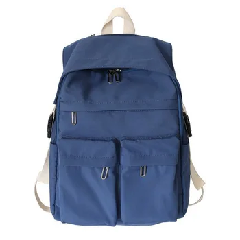 

Simple Backpack Men And Women Nylon Waterproof Material Can Be Put Into The Laptop Large-capacity Travel Back Pack Black Bag Pac