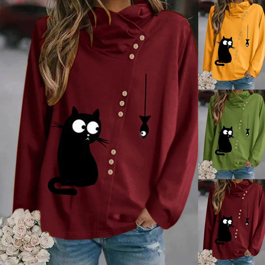 Harajuku Sweatshirt with Kawaii Cat print