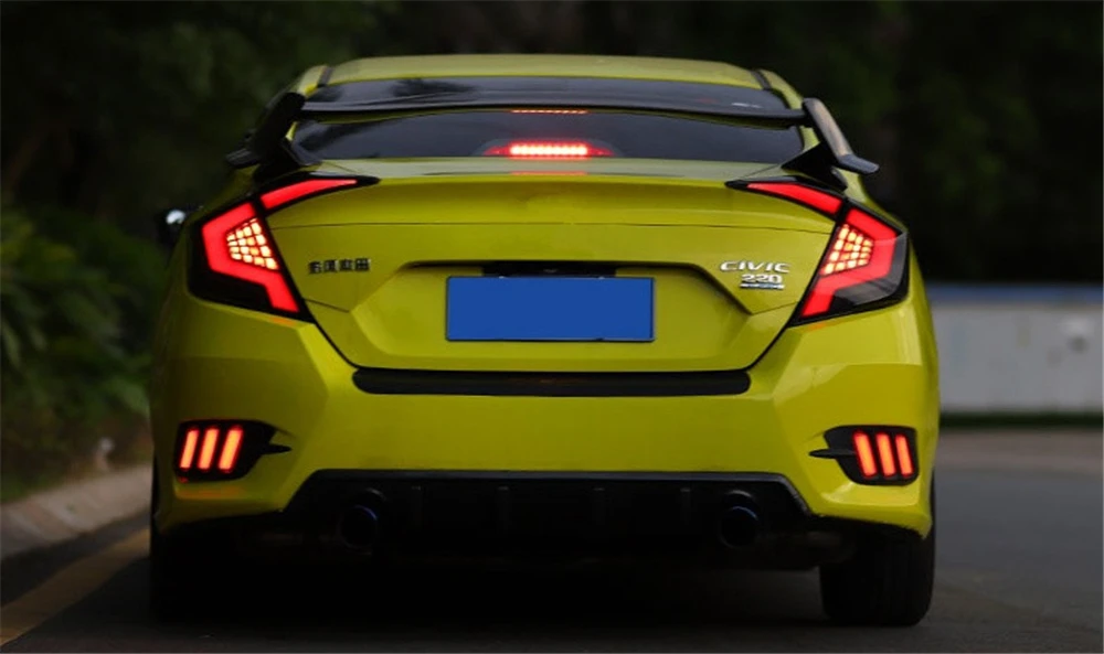 1 комплект для Honda Civic задний фонарь Civic светодиодный задний фонарь DRL светодиодный динамический сигнал тормоза заднего хода аксессуары