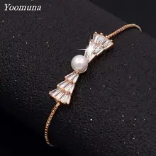 Модные серебряные/Золотые Регулируемые браслеты с подвесками сверкающие Кристальные Жемчужные бабочки кубический цирконий циркон для женщин ювелирные изделия подарок