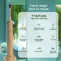 ZS Bamboo Wood Material Electric Toothbrush Natural Environmental Friendly Reuse Intelligent Chargeable Teeth Clean Brushes