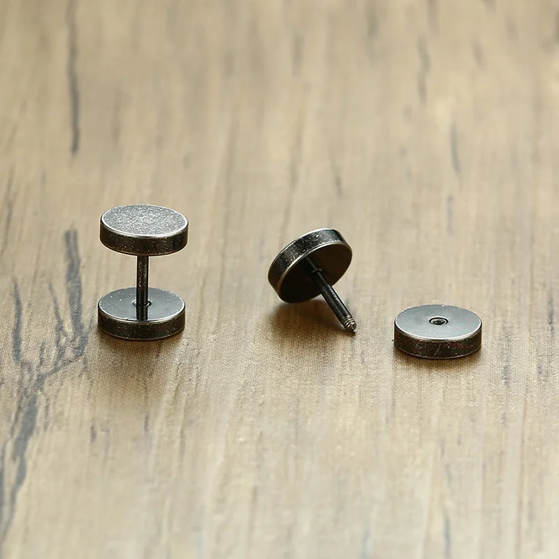 Vnox Rock Punk Stud Earrings For Men Retro Color Stainless Steel Male Boy Earrings Gothic Style Jewelry - Stud Earrings - AliExpress