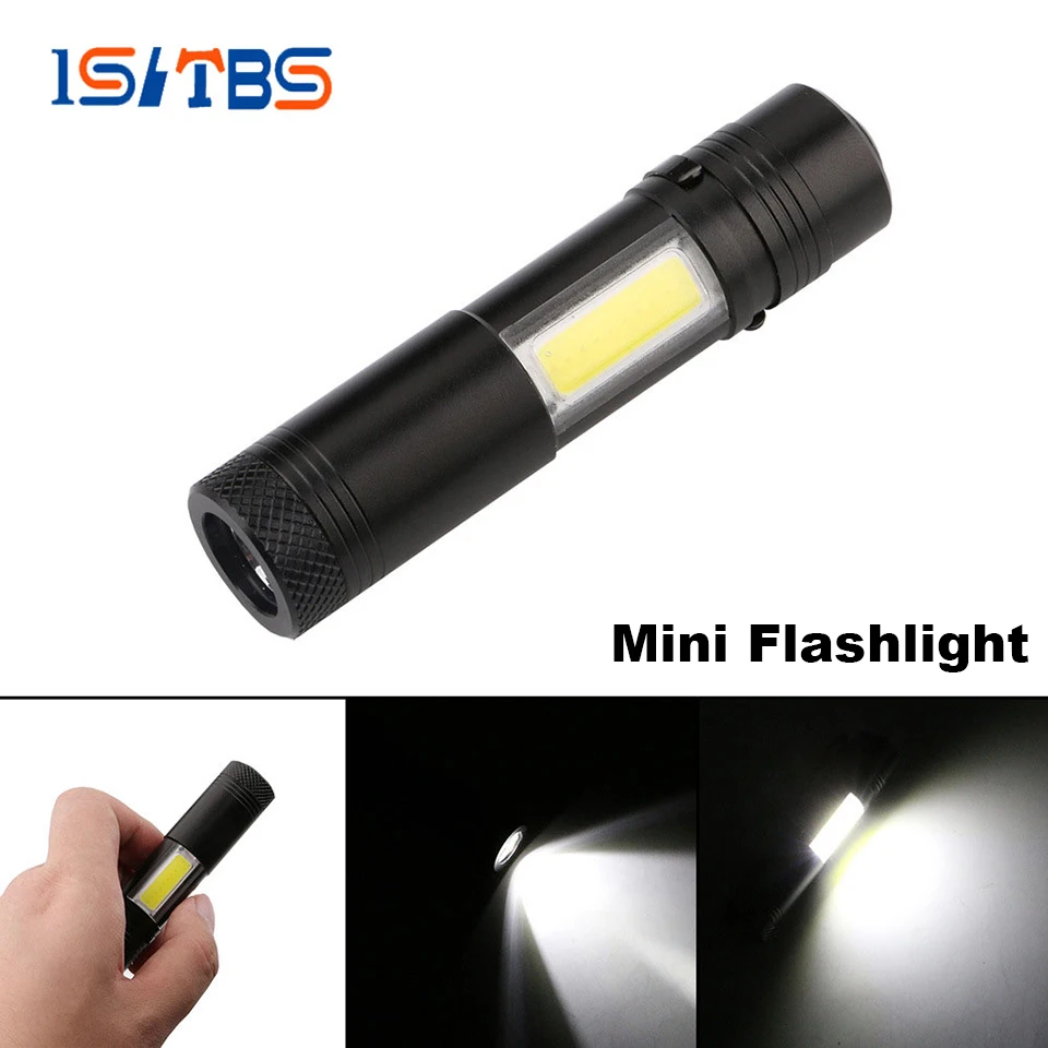 

LED Mini Flashlight Q5+COB Chip Portable Torch Outdoor Waterproof Rechargeable 14500 Battery Hiking Fishing Camping Light