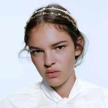 Модный ZA Искусственный Жемчуг повязки на голову для женщин девушек Стразы элегантная повязка на голову Корона обруч для волос ювелирные изделия для волос аксессуары F1490