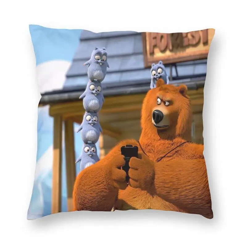 Animazione Personalizzata Grizzy E The Lemmings Square Throw Pillow Cover Decorazione Stampa Cartoon Bear Cushion Cover Per Soggiorno