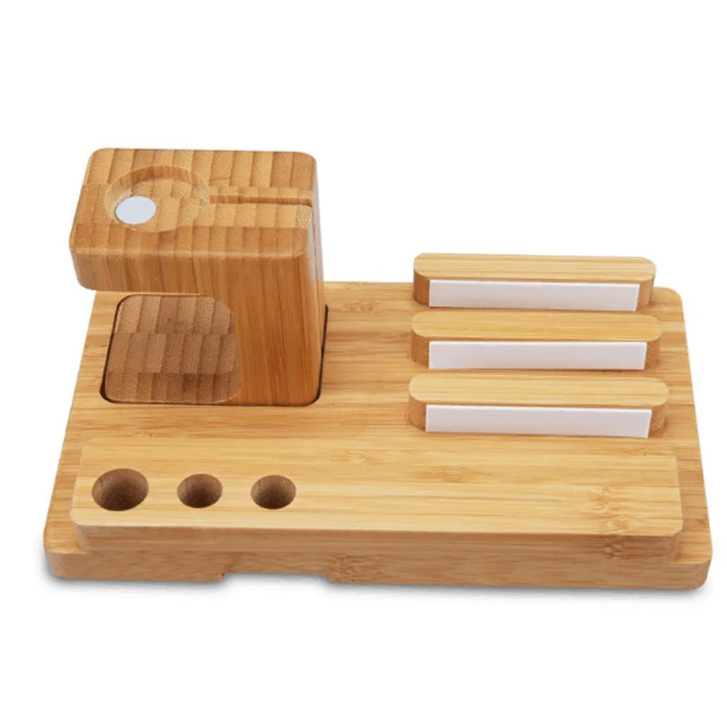 Mobile Phone Desktop Holder Stand for iPad Tablet Bracket Real Bamboo Wood Charging Stand for Apple Watch 4 3 For iPhone XS X 8