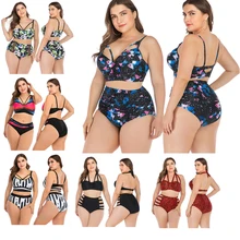 Сексуальный комплект бикини с большой чашкой женский винтажный Ретро купальник женский купальник с высокой талией размера плюс Монокини трикини