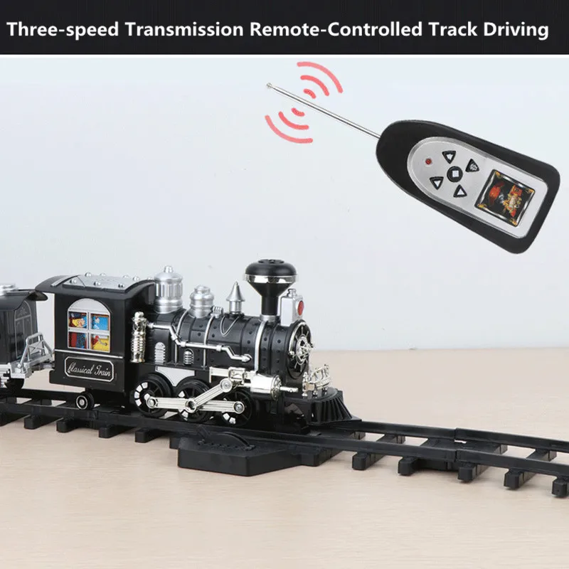 Children's Electric Smoking Rail RC Car Sound Light Music Parent-Child Interaction DIY Assembly Steam Remote Control Train Toy 3