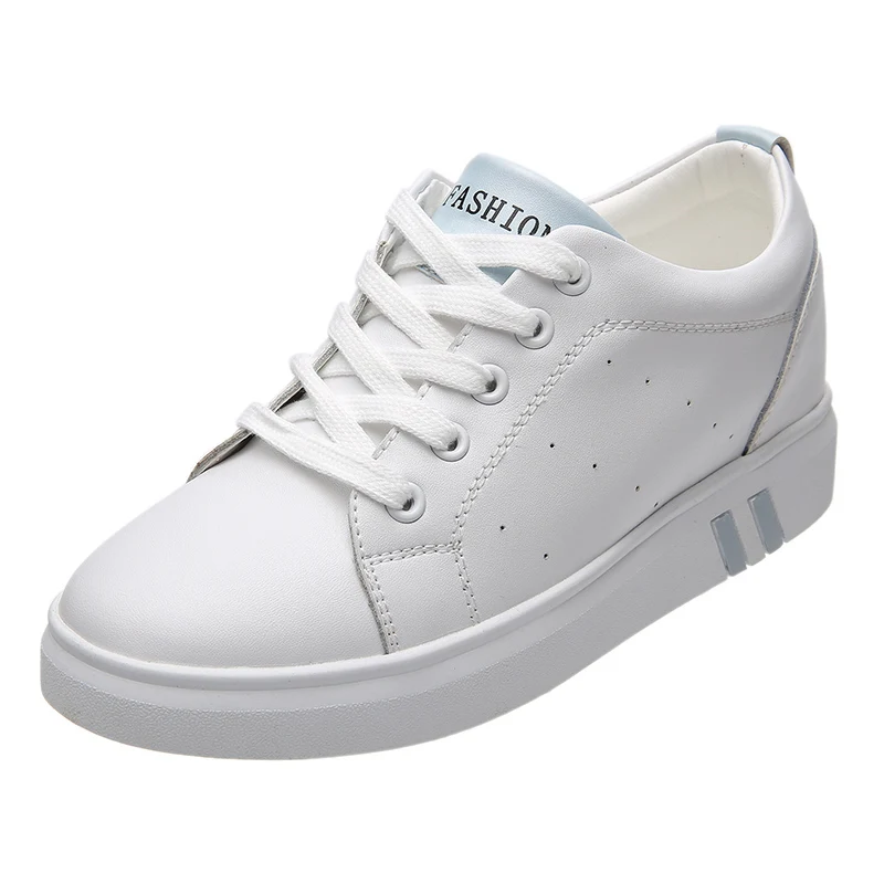 O16U Spring women sneakers shoes platform sneakers women breathable leather casual shoes lace up creepers walking shoes - Цвет: blue L.1916