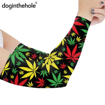 

Colorful Jamaica Hemp Leaf Pattern Woman Man Cuff Cover 2020 Fashion Weed Print Arm Warmers Adults Sport Fitness Cylcing Cover