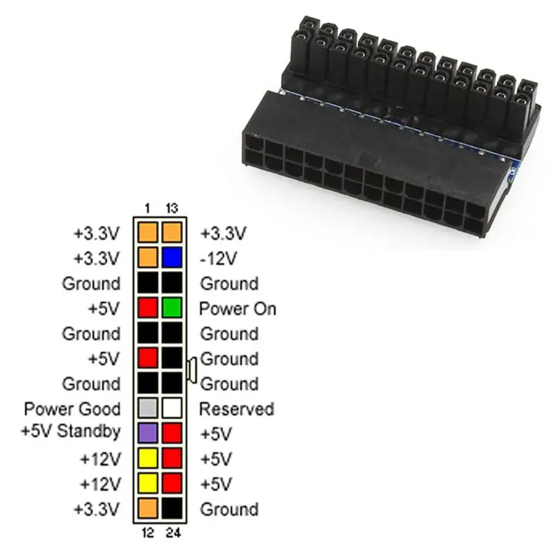 ATX 24Pin женский и мужской адаптер питания отличный АБС пластик длительный прочный 90 градусов настольный разъем питания