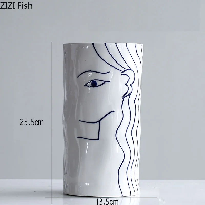 Скандинавские творческие Ins стиль керамическая ваза для лица украшение гостиной стол сушеный цветок Моделирование Цветочная композиция орнамент