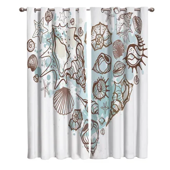 

Shell Conch Heart-Shaped Beach Sea Starfish Window Curtains Curtains for Living Room Decorative Items Living Room