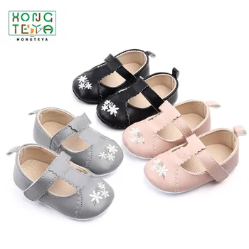 

Free Shipping Baby Shoes 0-1 Years Old Girls Baby Shoes Soft Bottom PU Embroidered Baby Princess Toddler Shoes