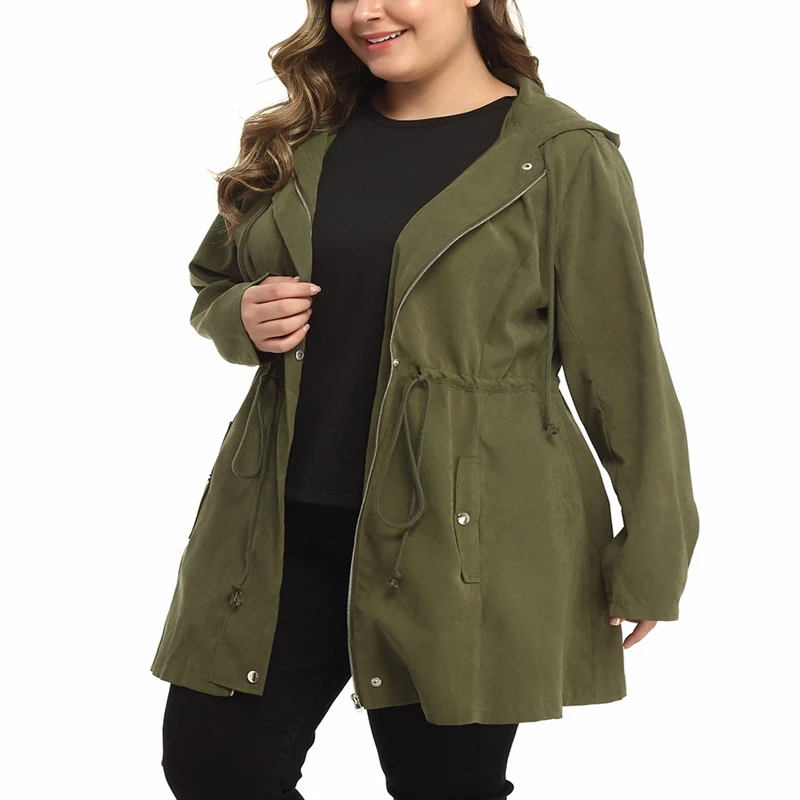 Осенняя и зимняя женская куртка с капюшоном большого размера 5XL-9XL, с поясом, с длинным рукавом, на молнии, модная ветровка, обхват груди 143 см