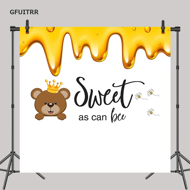 GFUITRR Sweet as Can Bee Photography Backdrop Honey Birthday Baby Shower Photo Booth Background Vinyl Props | Электроника
