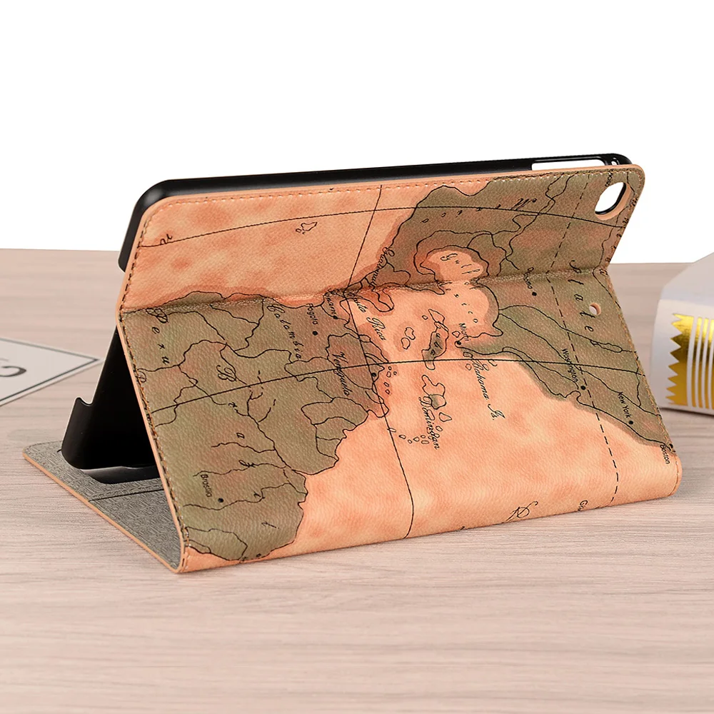 Cartoon Flip Coque for iPad mini 2 mini 3 Case Print Map PU Leather Slot Card Stand Funda for iPad mini 1 2 3 Case Folio 7.9''   (10)
