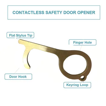 

2020 Portable Door Handles Contactless Safety Door Opener EDC Safety Protection NO Touch Brass Key Opener Kits Clean-Key Tool