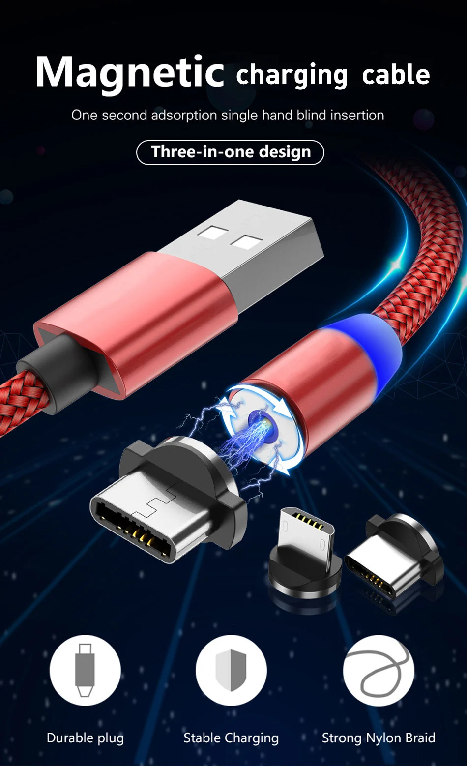Магнитный usb-кабель для быстрой зарядки, кабель USB type-C, Магнитный зарядный кабель Micro usb для зарядки и передачи данных, usb-кабель для iPhone 11 XS 7 8 Pin