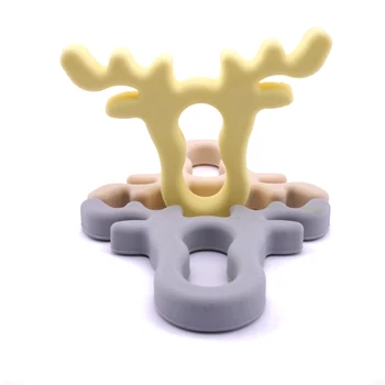 

Deer Head Food Grade Elk Animal Teether Christmas Elk For DIY Making Teething Necklace Nursing Accessories Baby Silicone