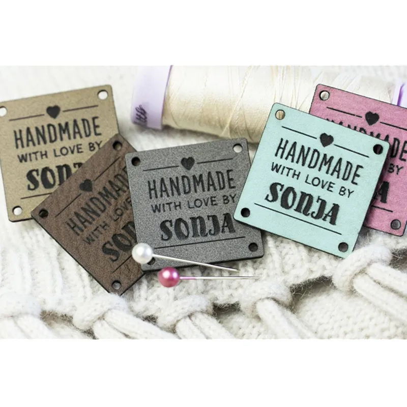 

30 шт., кожаные ярлыки для одежды, для вязания крючком