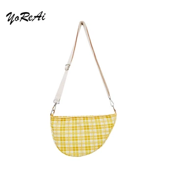 

YoReAi 2019 New Soft Fabric Korean Summer Ladies Chest Bag Casual Style Plaid Shoulder Canvas Bags Fashion Messenger Hobos Pouch