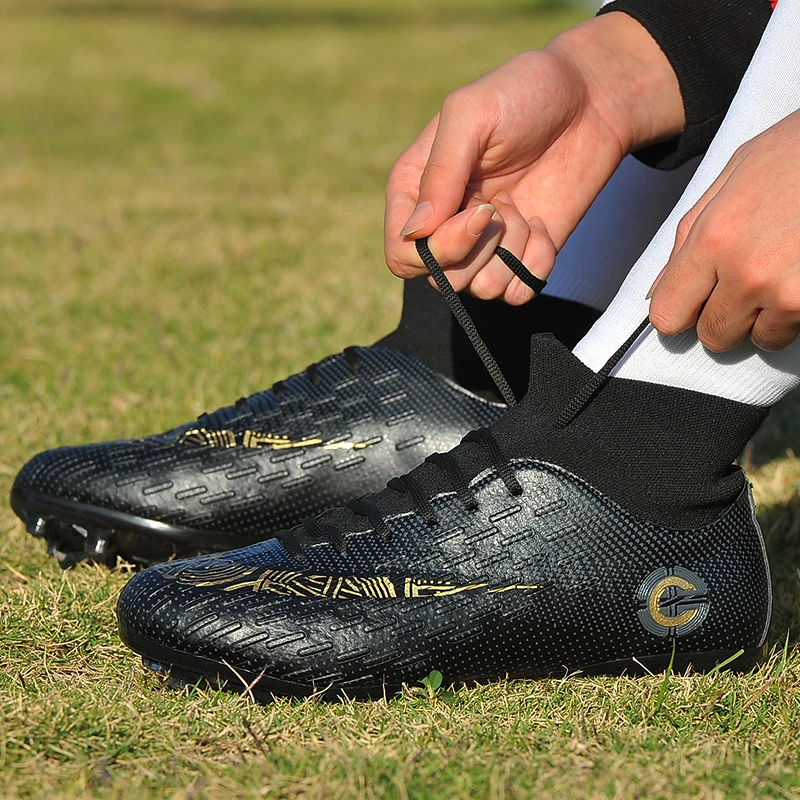 

Original Men Football Boots Cleats Training Long Spikes AG Kids Professional Sneaker Outdoor Boys Athletic Superfly Soccer Shoes