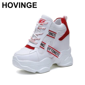 

HOVINGE Women Sneakers Women Height Increasing Breathable Lace-Up Wedges Sneakers Platform Shoes