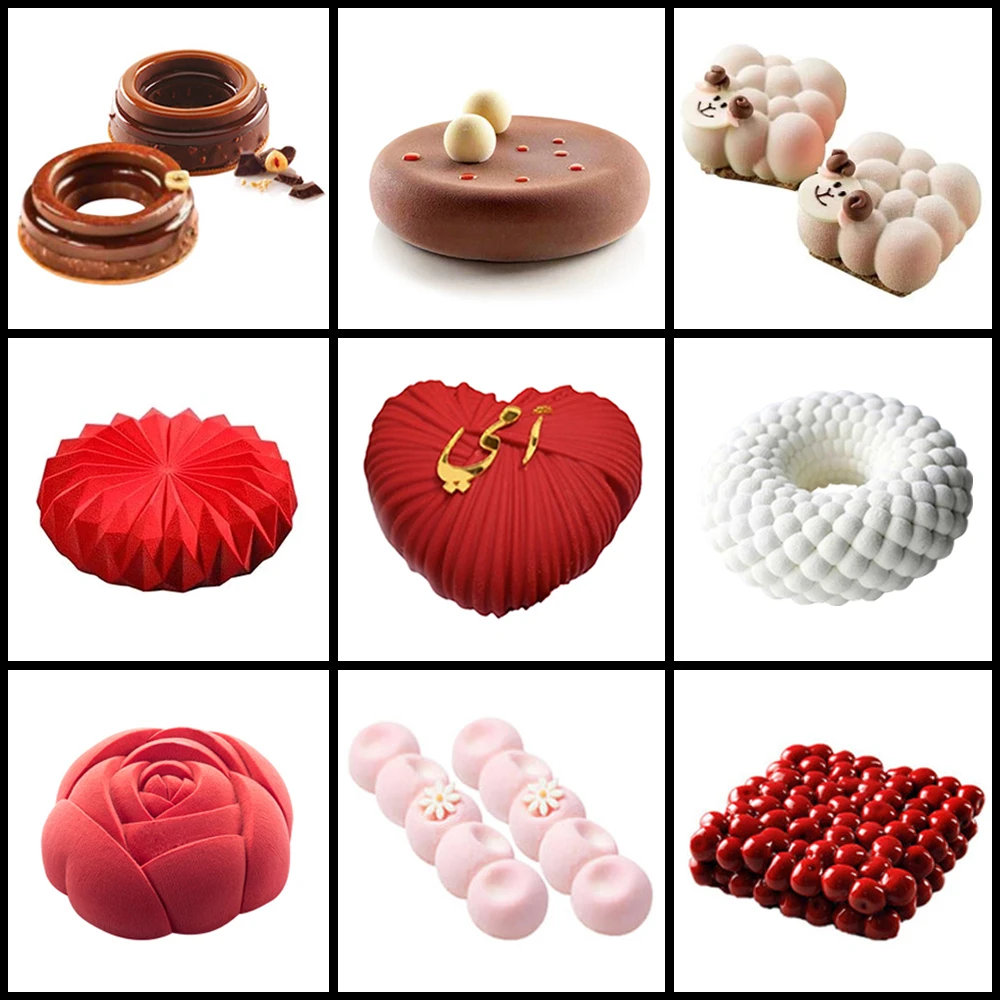 Silicone Cake Mousse Mold Pastry Desserts Mould Baking Forms Non-Stick Pan  Round Heart Shaped Homemade Bakeware Kitchen Tools