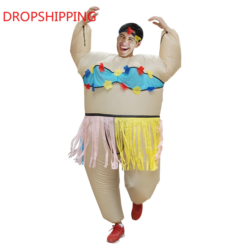 

Adult Inflatable Hawaiian Dancer Costume Hula Dancer Funny Game Cosplay Dress Purim Halloween Party Clothes