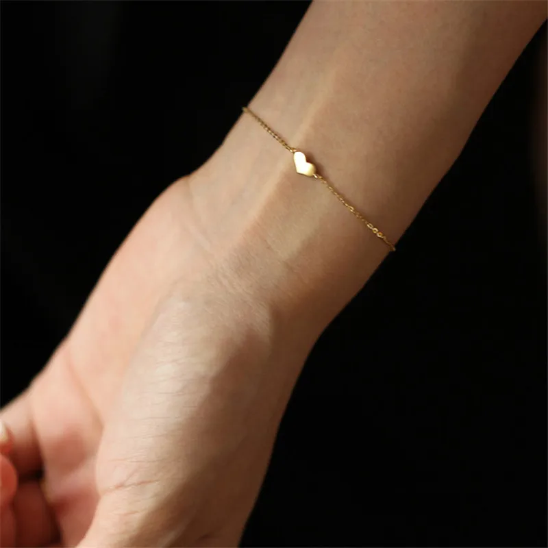 925 Sterling Silver Korean Version Simple Heart Stick Chain Bracelet Women Fashion Charm 14k Gold Jewelry Accessories - Image 3