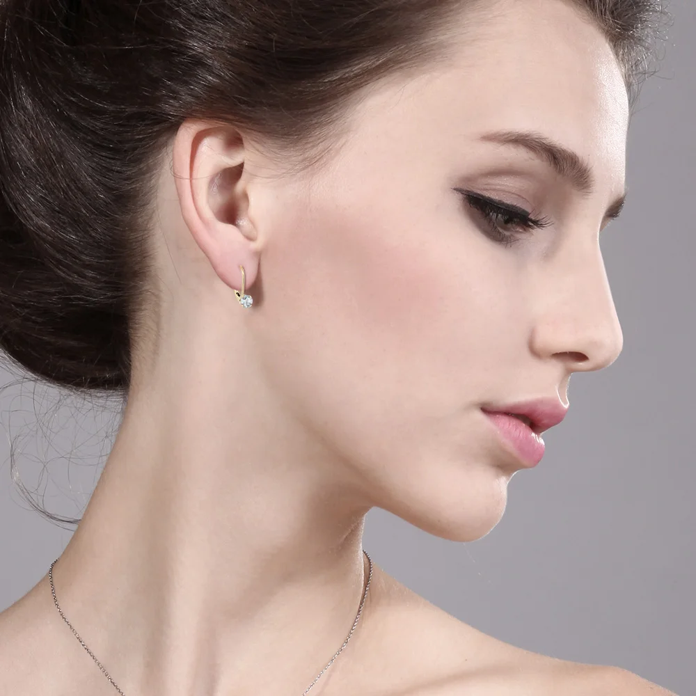 Серьги GemStoneKing 0 44 Ct круглые из натурального небесно синего цвета аквамарин