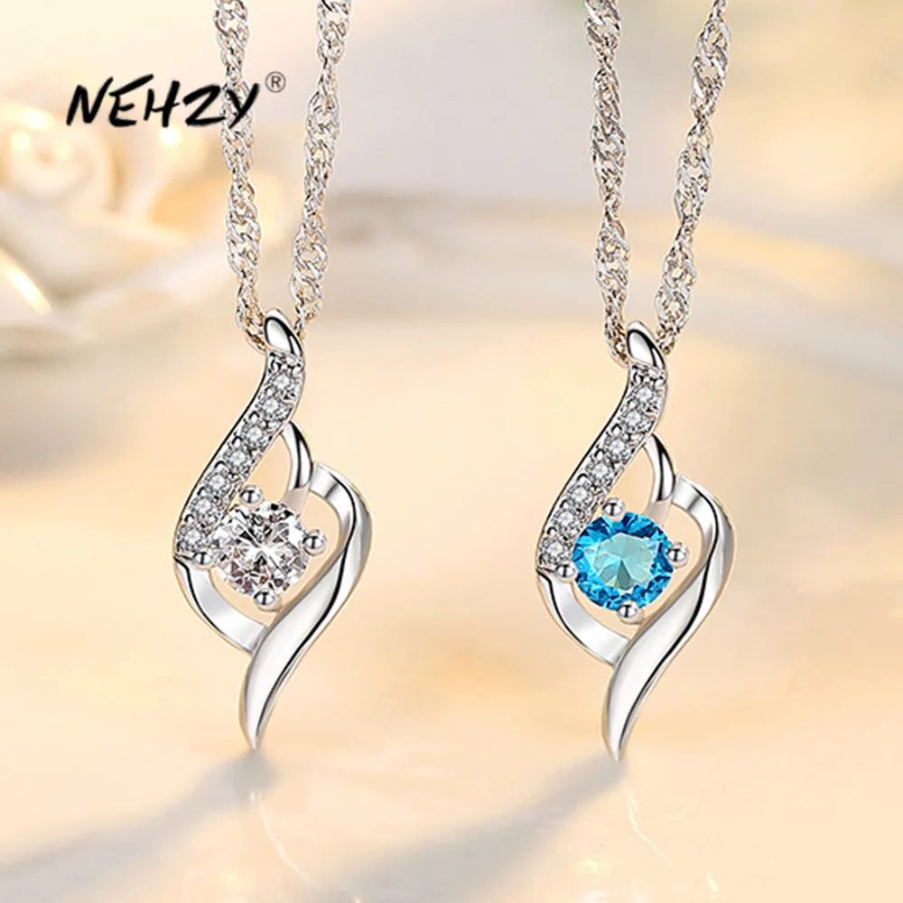 Heart Pendant Necklace Zircon Fashion Jewelry Crystal NEHZY 925-Sterling-Silver High-Quality