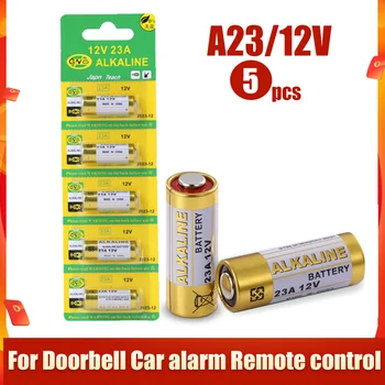 Batería alcalina para control remoto de timbre, pila de 12V 23A 23GA 21/23 A23 A23S E23A EL12 MN21 MS21 V23GA MN21 L1028 RV08 GP23A K23A, 5 unids/lote