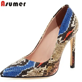 

ASUMER 2020 newest European style single shoes women pumps snake pointed toe sexy super high heel party wedding shoes woman
