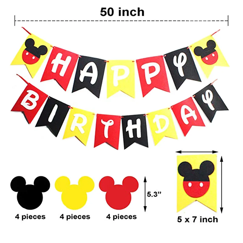 Микки Маус День рождения украшения детский плакат флаги и добро пожаловать вешалка дверь знак для детей душ вечерние принадлежности