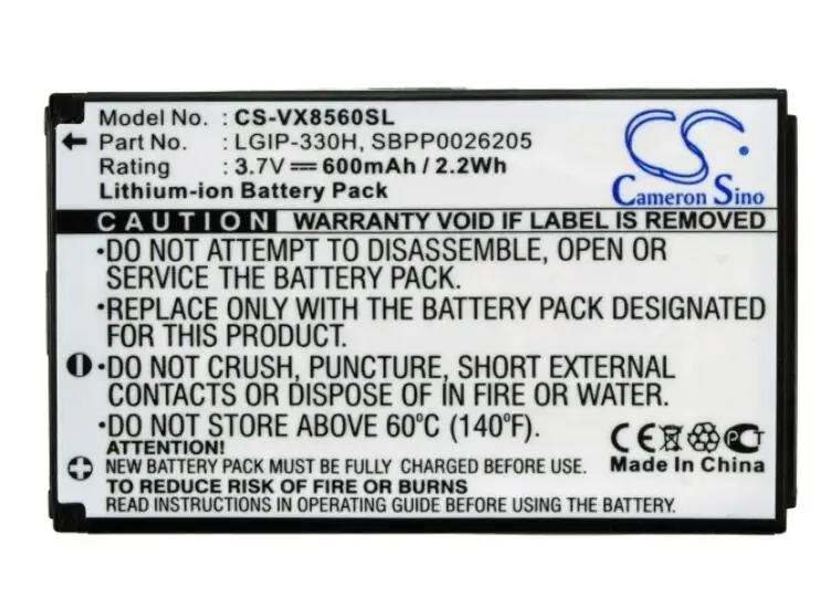 cameron sino 600mah battery for LG Chocolate 3 VX8560 LGIP-330H SBPP0026205 Mobile SmartPhone Battery | Мобильные телефоны и